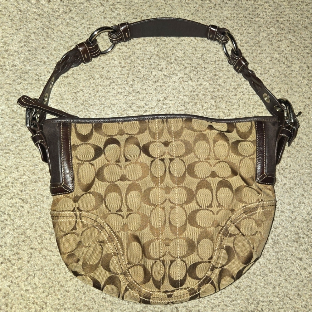 Vintage Coach Signature Canvas Jacquard Hobo Shoulder Bag - 6267 (Soho Era)